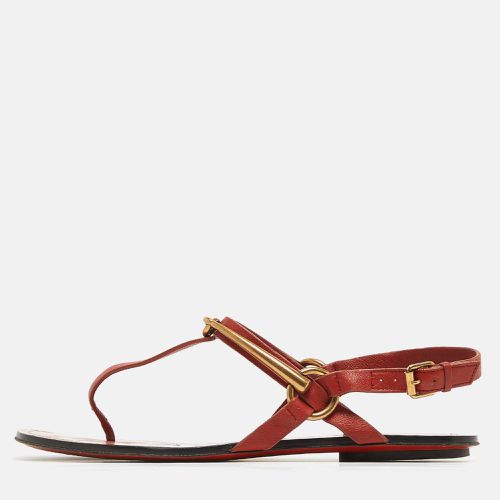 Gucci Red Leather Thong Sligback Sandals Size 37.5 - Gucci - Modalova