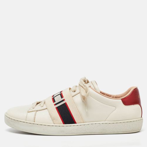 Gucci White/Red Leather Ace Gucci Band Low Top Sneakers Size 37 - Gucci - Modalova