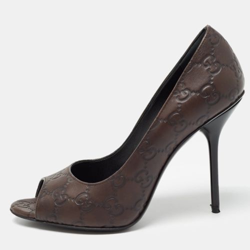 Gucci Brown Guccissima Leather Peep Toe Pumps Size 37 - Gucci - Modalova