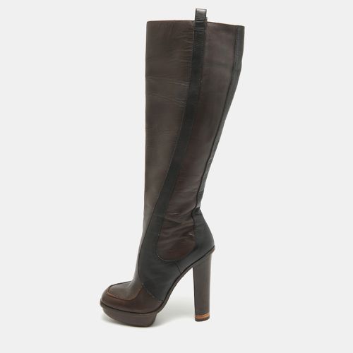 Gucci Brown Leather Platform Knee Length Boots Size 36 - Gucci - Modalova