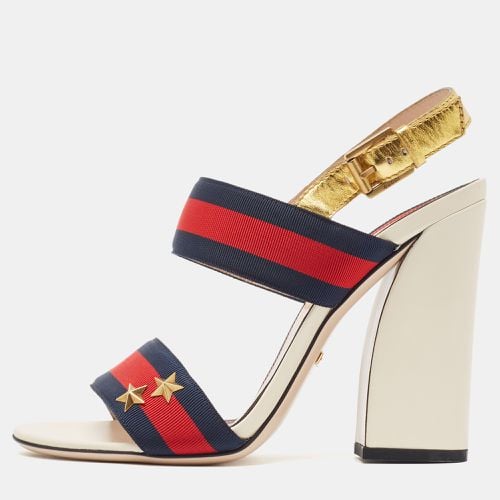 Gucci Gold Leather and Grosgrain Web Aline Sandals Size 38 - Gucci - Modalova