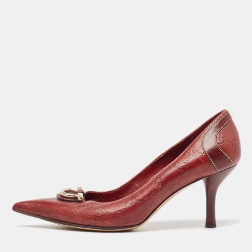 Gucci Red Guccissima Leather Icon Bit Pointed Toe Pumps Size 36.5 - Gucci - Modalova