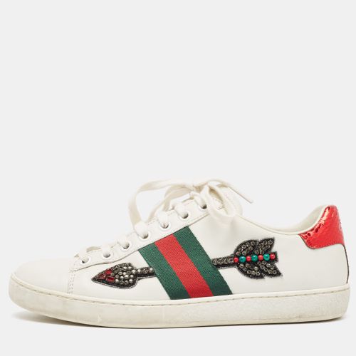 Gucci White Leather Embellished Arrow Ace Sneakers Size 36 - Gucci - Modalova