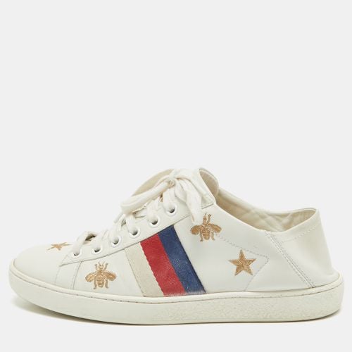 Gucci White Leather Star and Bee Embroidered Ace Sneakers Size 36 - Gucci - Modalova