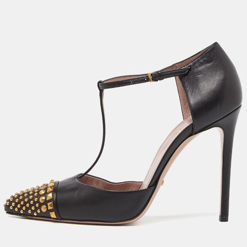 Gucci Black Studded Leather Coline T Strap Pumps Size 39 - Gucci - Modalova