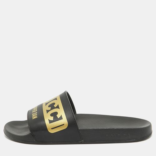 Gucci Black/Gold Leather Dapper Dan Pool Slides Size 39 - Gucci - Modalova