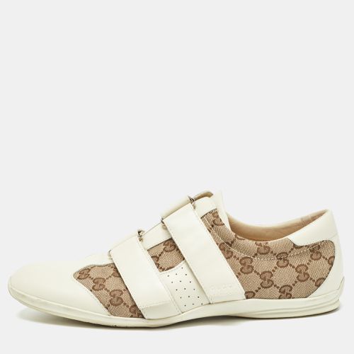 Gucci White/Beige GG Canvas and Leather Velcro Low Top Sneakers Size 43 - Gucci - Modalova