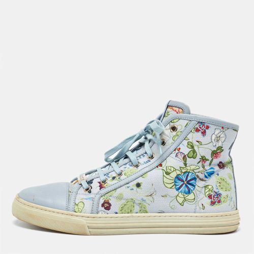 Gucci Grey Leather and Floral Print Canvas High Top Sneakers Size 39 - Gucci - Modalova