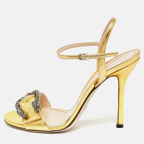 Gucci Gold Leather Dionysus Ankle Strap Sandals Size 39 - Gucci - Modalova