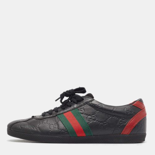 Gucci Black Guccissima Leather Web Detail Low Top Sneakers Size 36.5 - Gucci - Modalova