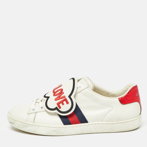 Gucci White/Red Leather Love Ace Sneakers Size 36 - Gucci - Modalova