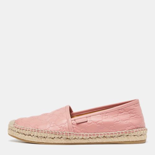 Gucci Pink GG Leather Slip On Espadrilles Flats Size 39.5 - Gucci - Modalova