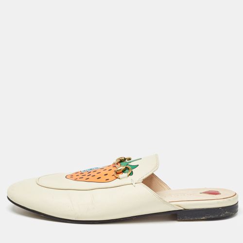 Gucci Cream Leather Strawberry Print Princetown Flat Mules Size 39 - Gucci - Modalova