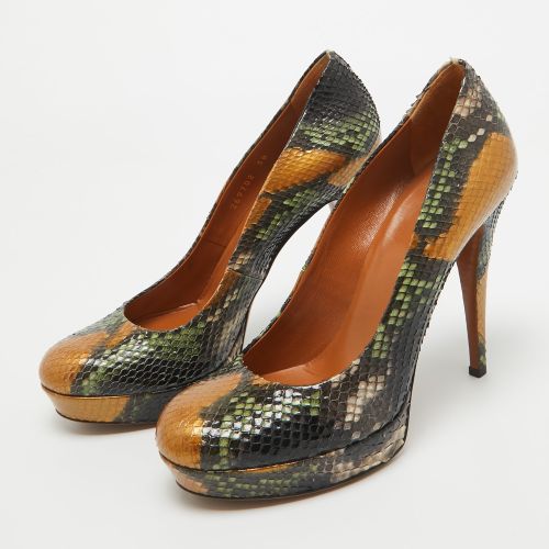 Multicolor Python Betty Platform Pumps Size 38 - Gucci - Modalova