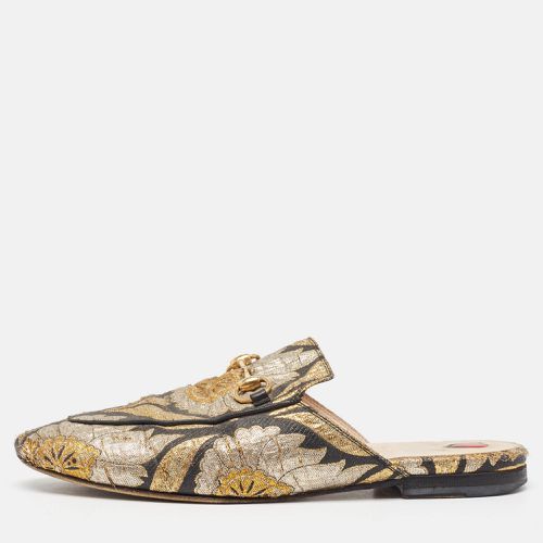 Gucci Metallic Brocade Fabric Princetown Flat Mules Size 37 - Gucci - Modalova