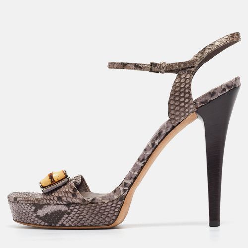 Gucci Grey Python Leather Bamboo Platform Ankle Strap Sandals Size 40 - Gucci - Modalova