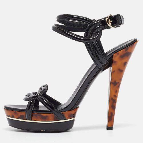 Gucci Black Patent Leather Platform Ankle Strap Sandals Size 41 - Gucci - Modalova