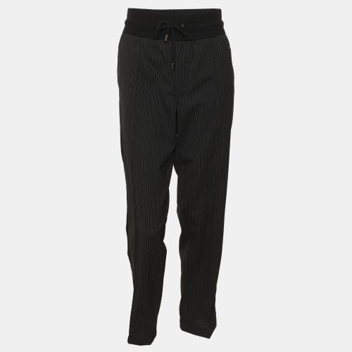 Dark Pin Stripe Wool Blend Elasticated Drawstring Pants M - D&G - Modalova