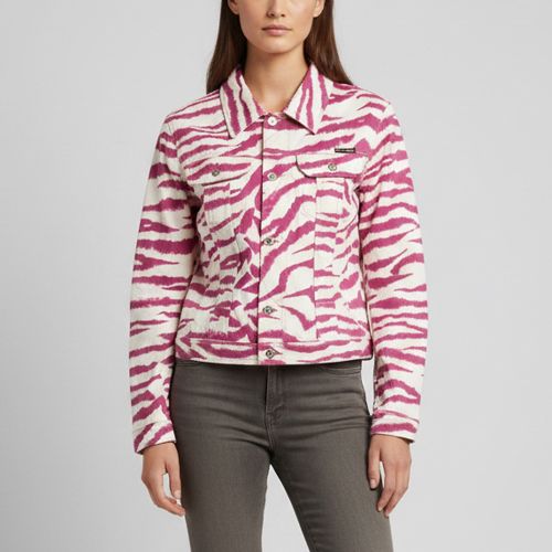 D&G /Pink Zebra Print Denim Button-Up Jacket S - Dolce & Gabbana - Modalova