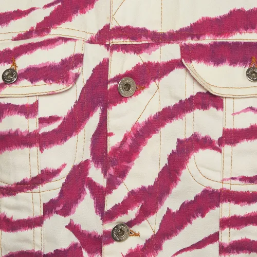 D&G /Pink Zebra Print Denim Button-Up Jacket S - Dolce & Gabbana - Modalova