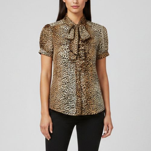 Leopard Print Satin Short Sleeve Top M - Dolce & Gabbana - Modalova