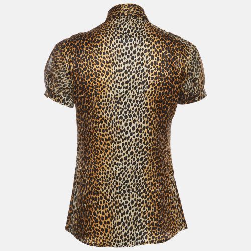 Leopard Print Satin Short Sleeve Top M - Dolce & Gabbana - Modalova