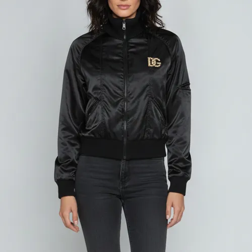 Satin DG Logo Detail Bomber Jacket M - Dolce & Gabbana - Modalova