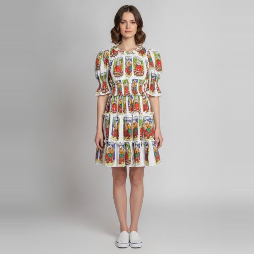 Multicolour Printed Poplin Ruffled Mini Dress M - Dolce & Gabbana - Modalova