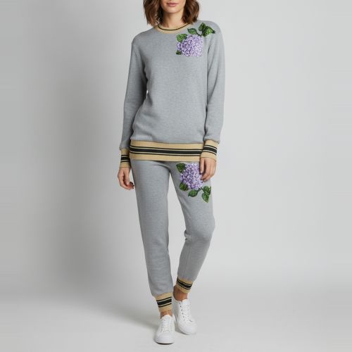 Cotton Hydrangea Appliqued Sweatshirt & Jogger Set S - Dolce & Gabbana - Modalova