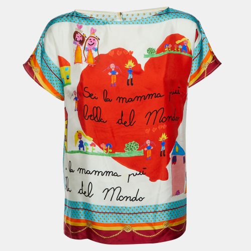Sei la Mamma' Children's Drawing Print Silk Top M - Dolce & Gabbana - Modalova