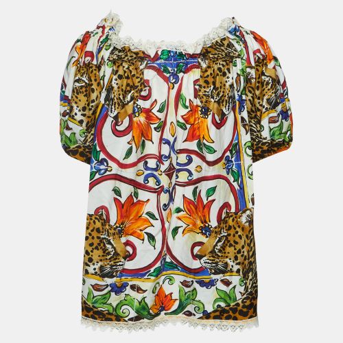 Majolica Leopard Print Poplin Blouse XS - Dolce & Gabbana - Modalova