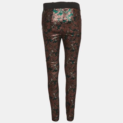 Bronze Metallic Brocade Cigarette Pants S - Dolce & Gabbana - Modalova