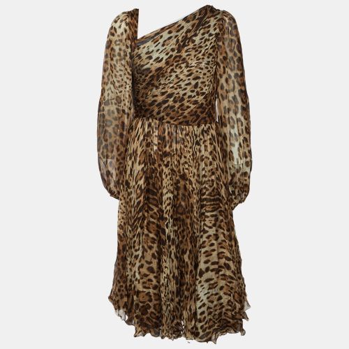 Leopard Print Silk Chiffon Midi Dress L - Dolce & Gabbana - Modalova