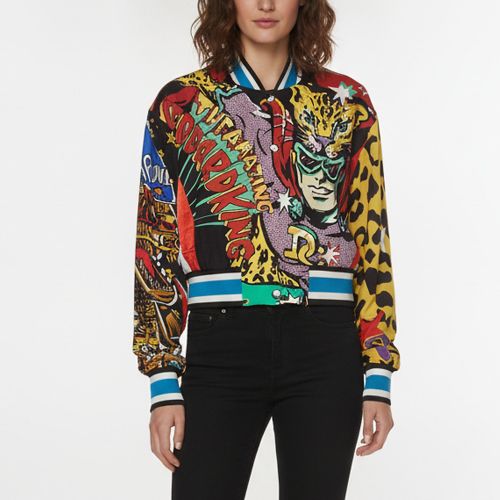 Pop-Art Comic Print Crepe & Satin Bomber Jacket S - Dolce & Gabbana - Modalova