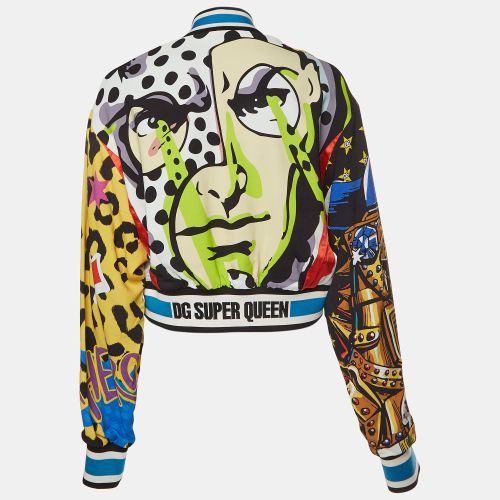 Pop-Art Comic Print Crepe & Satin Bomber Jacket S - Dolce & Gabbana - Modalova