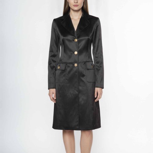 Satin Button Front Long Coat S - Dolce & Gabbana - Modalova