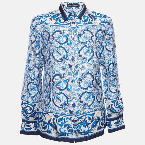 Silk Majolica Button Front Shirt M - Dolce & Gabbana - Modalova