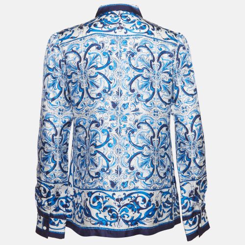 Silk Majolica Button Front Shirt M - Dolce & Gabbana - Modalova