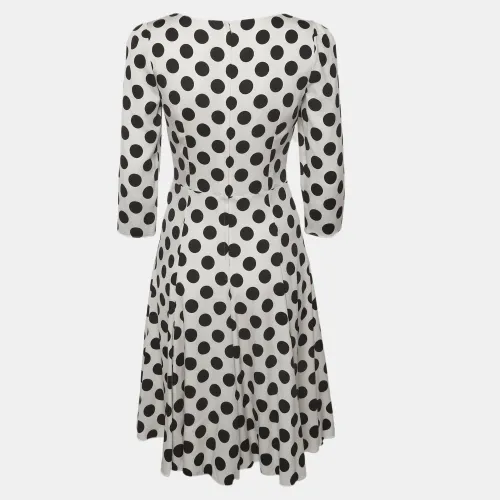 Polka Dot Stretch Silk Long Sleeve Dress S - Dolce & Gabbana - Modalova
