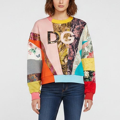 Patchwork Jersey and Jacquard Sweatshirt M - Dolce & Gabbana - Modalova