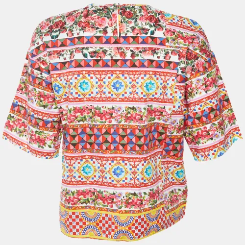 Multicolor Mambo Print Cotton Short Sleeve Top S - Dolce & Gabbana - Modalova