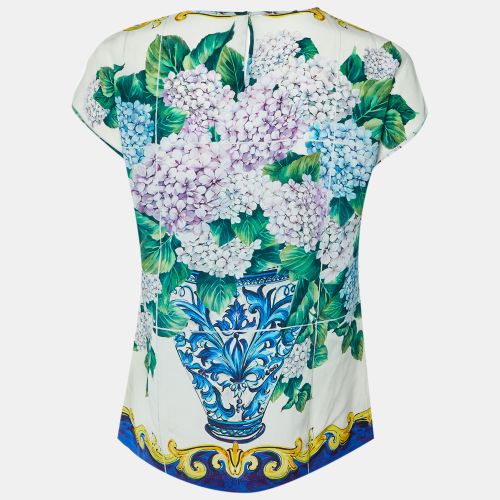 Multicolour Ortensia Print Silk Top S - Dolce & Gabbana - Modalova