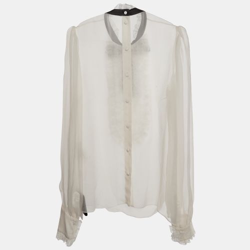 Bow Embellished Silk Chiffon Blouse M - Dolce & Gabbana - Modalova