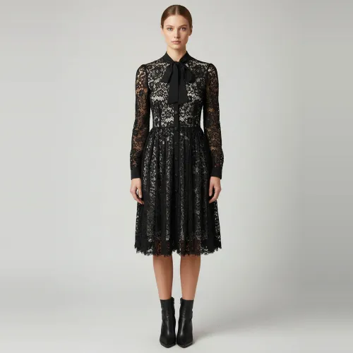 Lace Button Down Midi Dress S - Dolce & Gabbana - Modalova