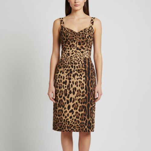 Leopard Print Silk Blend Bustier Dress S - Dolce & Gabbana - Modalova