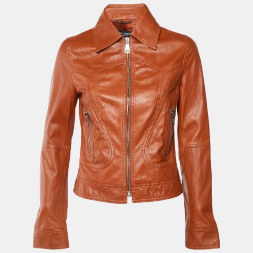 Burnt Leather Zip-Up Jacket M - Dolce & Gabbana - Modalova