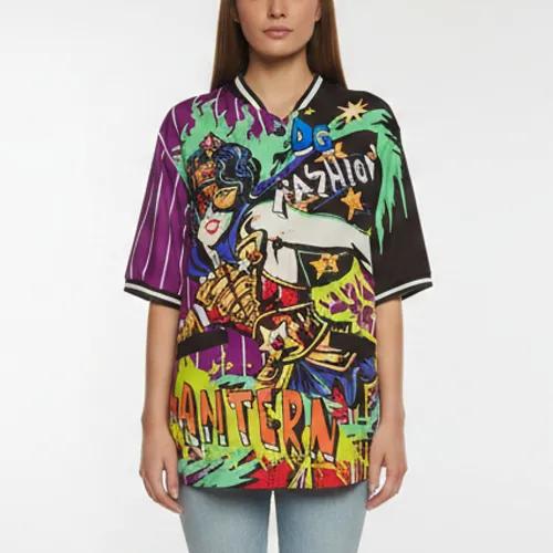 Printed Crepe Short Sleeve Top XS - Dolce & Gabbana - Modalova