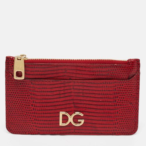 DG Logo Lizard Embossed Leather Zip Card Case - Dolce & Gabbana - Modalova