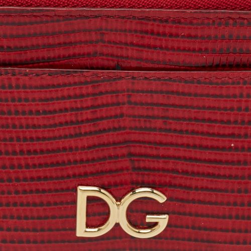 DG Logo Lizard Embossed Leather Zip Card Case - Dolce & Gabbana - Modalova