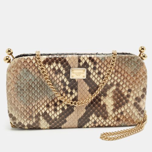 Kiss Lock /Multicolor Python Frame Chain Clutch - Dolce & Gabbana - Modalova
